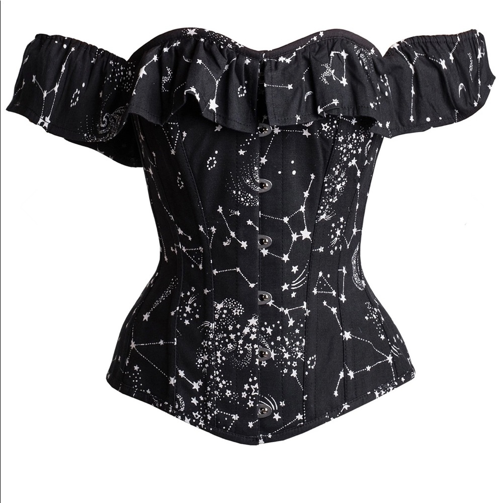 Cotton Astronomy Print Sleeved Corset